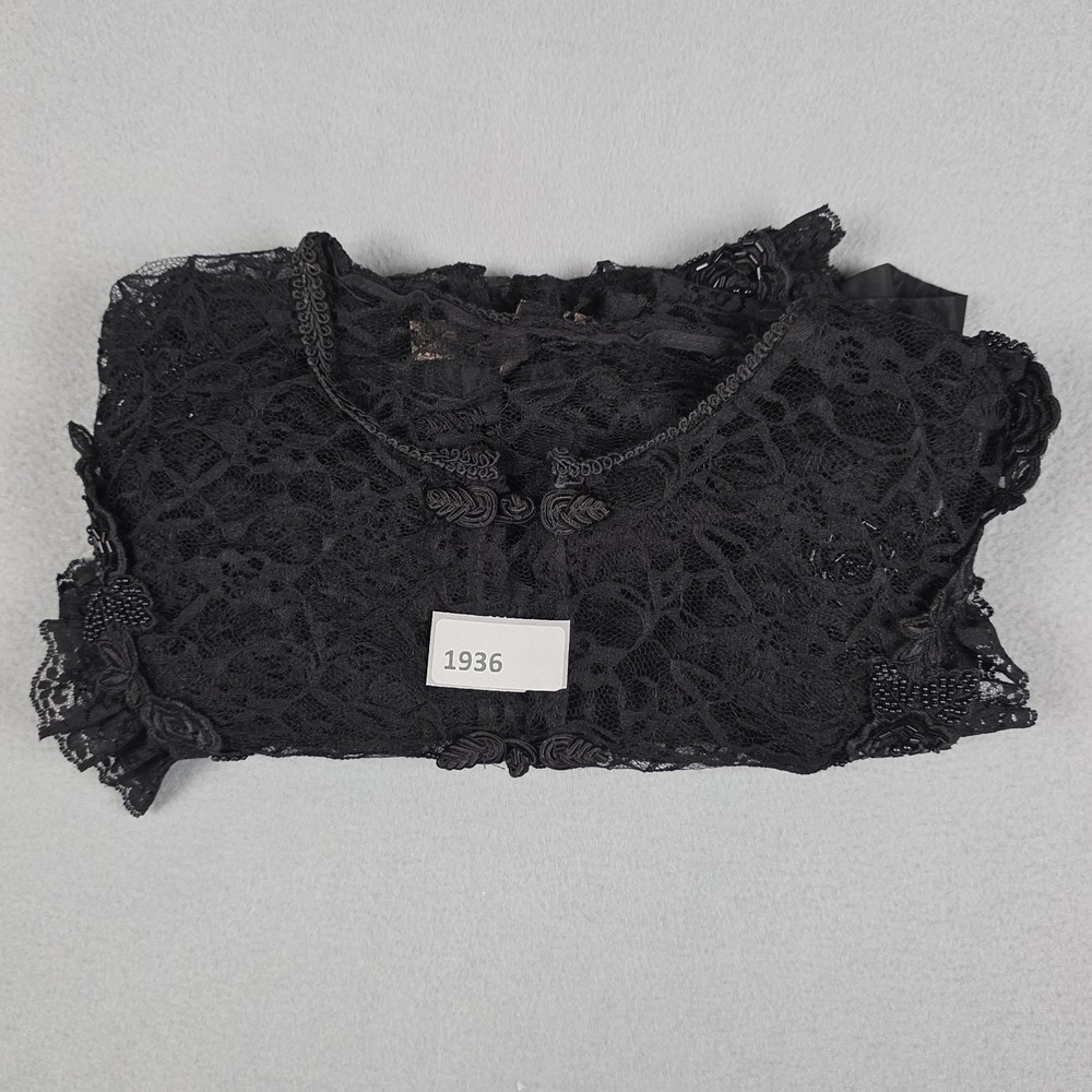 Recollections Lace Corset Black Victorian Ruffles Flowers Edwardian Gothic sz M - Picture 12 of 12